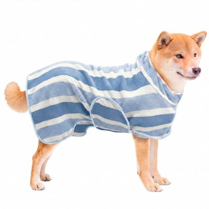 Fast Drying Dog Bathrobe, Super Absorbent Stripes Dogs Towel, Adjustable Warm Keeping Pet Puppy Bath Supplies (Blue, S) - color: Blue, size: S