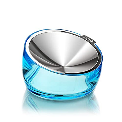 Felli Pet Oblik Whisker Fatigue Cat Food Bowl Raised Stainless Steel Shallow Dish, Pet Design Anti Vomit Tilted Metal Plate Feeder Elevated Acrylic Base(Sapphire, 0.5 Cups Shallow Dish) - color: Sapphire, size: 0.5 Cups Shallow Dish