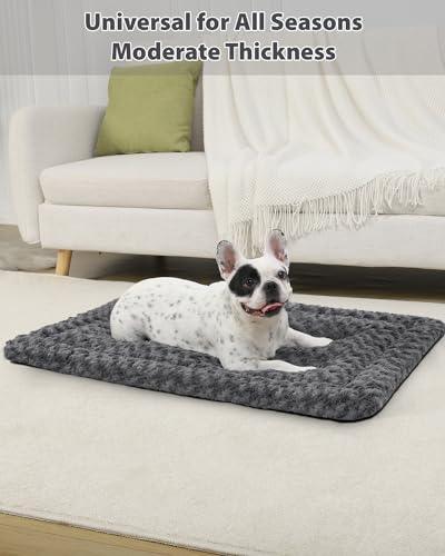 Washable Dog Bed Mat Crate Pad Soft Fluffy Pet Kennel Beds Dog Sleeping Mattress for Large Jumbo Medium Small Dogs, 30 x 19 Inch, Gray - color: Grey, size: 30.00" x 19.00" x 1.50"