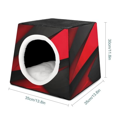 Collapsible Soft Dog Crate Pet Kennel Houses Red Black Printed Lightweight Travel Crate Kennel Indoor & Outdoor, 13.8"x13.8"x11.8"