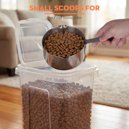 Dog Food Scoop 4 Cup Stainless Steel Measuring Cups Metal Pet Scooper with Inner Precision Scale Measurement for Wet Dry Dog Food(4 CUP) - size: 4 CUP
