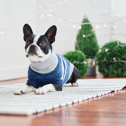 GF PET Trekking Sweater | Quality Multi-Knit Turtleneck for Small, Medium, Large Dogs | Warm Striped Heathered Pullover with Ribbed Armholes | 100% Acrylic | Machine Washable - Blue - X Small - color: Blue, size: X-Small