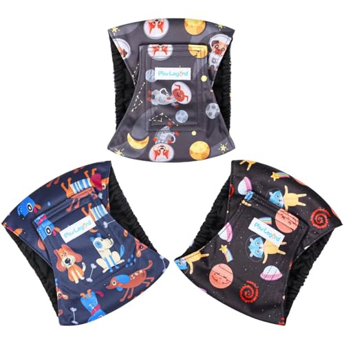 Paw Legend Washable Dogs Diapers Male Dog Belly Bands for Male Dogs Diapers Reusable Puppy & Doggie Diapers Male (3 Pack, Small) - color: Dog Pattern, size: Small