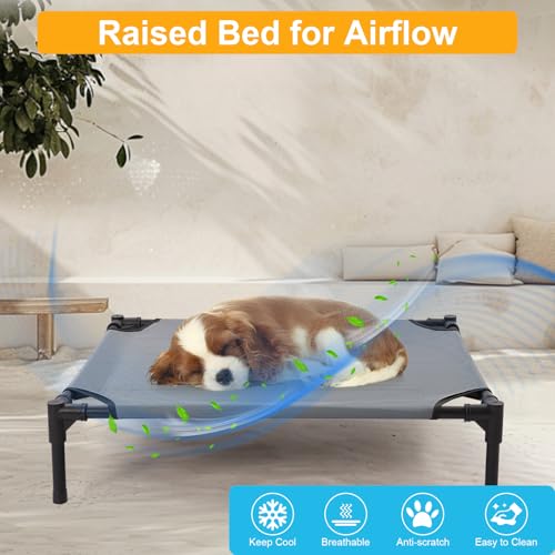30'' Outdoor Elevated Dog Bed with Canopy, Raised Dogs Bed with Four Ice Pack, Breathable Cooling Dog Cot Beds Small Medium Size Dogs, Outdoor Pet Hammock Beds, Outside Pet Beds(X-Small) - size: X-Small(30.0"L x 24.0"W x 7.08"Th)