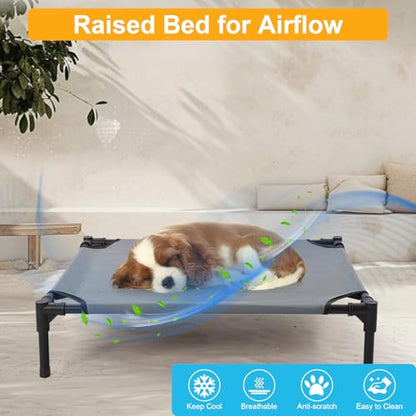 30'' Outdoor Elevated Dog Bed with Canopy, Raised Dogs Bed with Four Ice Pack, Breathable Cooling Dog Cot Beds Small Medium Size Dogs, Outdoor Pet Hammock Beds, Outside Pet Beds(X-Small) - size: X-Small(30.0"L x 24.0"W x 7.08"Th)