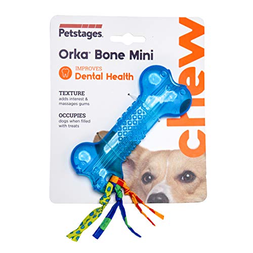 Bone Mini Dog Chew Toy & Treat Stuffer for Teething Puppies & Small Dogs up to 20 lbs, Bounces & Floats, Textured for Dental Support, Moderate Chewers, 5.5" - size: Mini (Pack of 1)