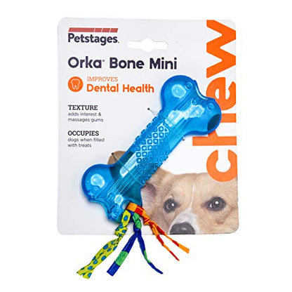 Bone Mini Dog Chew Toy & Treat Stuffer for Teething Puppies & Small Dogs up to 20 lbs, Bounces & Floats, Textured for Dental Support, Moderate Chewers, 5.5" - size: Mini (Pack of 1)