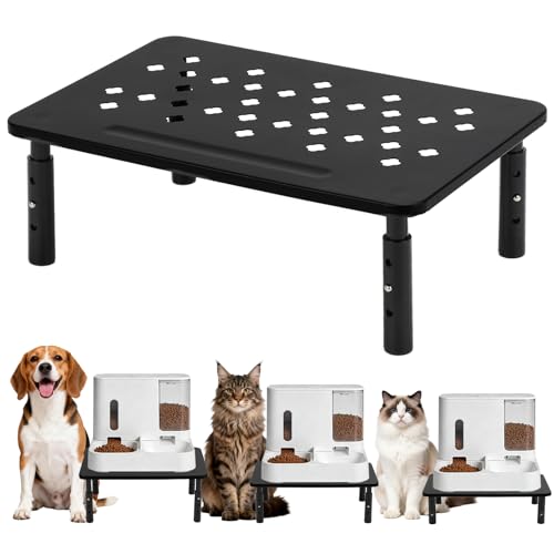 Elevated Cat Food Stand, Adjustable Height Automatic Feeder Stand for Cats Dog Pet Feeding station, Cat Feed Table Suitable for Most Automatic Pet Feeders & Water Dispensers(Black)-Non slip - color: Black
