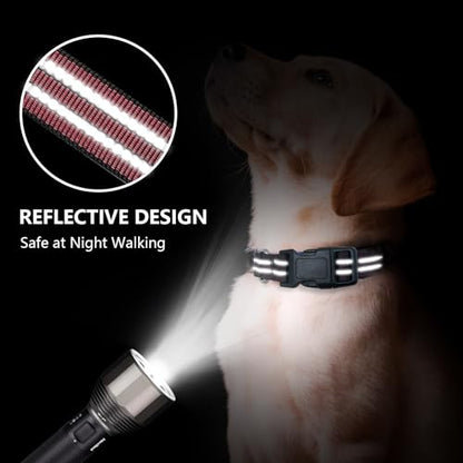 Hikiko Martingale Dog Collars Reflective Nylon Dog Collar with Quick Release Buckle Adjustable Training No Slip Dog Collar (Small, Burgundy) - color: Burgundy, size: Small