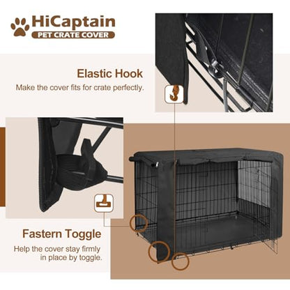 HiCaptain Breathable Dog Crate Cover 30 Inch, Durable Heavy Duty Kennel Cover, Dual Zippered Panels, Windproof Waterproof UV-Resistant(Black) - color: Black, size: 30.0"L x 19.0"W x 21.0"H