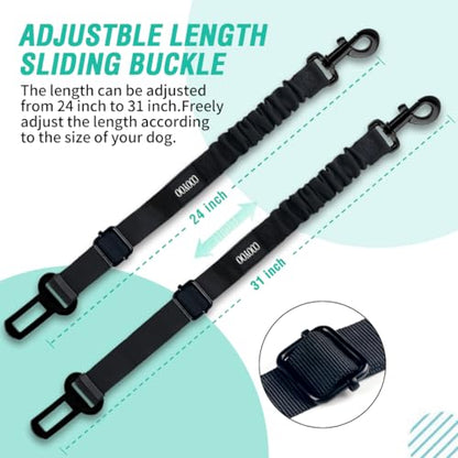 COOYOO Dog Seat Belt, Durability Retractable Dog Car Harness Adjustable Dog Seat Belt for Vehicle Nylon Pet Safety Seat Belts Heavy Duty & Elastic (1 Pack Black) - color: 02-Set 01a Pack -Black