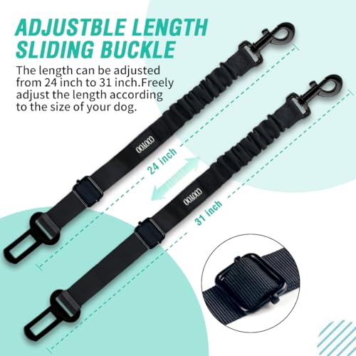 COOYOO Dog Seat Belt,Retractable Dog Car Harness Seat Belt for Car Adjustable Nylon Pet Safety Seat Belts Heavy Duty & Elastic Bungee Buffer - color: 08-Gray