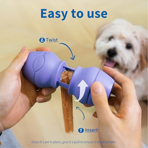 PetClan Chewise Bully Stick Holder, Ultimate Secure Heavy Duty, BPA-Free Safety Device for Dogs, Fits Various Bully Sticks and Dog Sizes - color: Purple, size: Standard