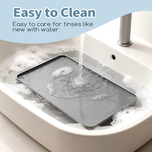 Pee Pad Holder, Silicone Dog Puppy Pad Tray for DogTraining Pads Non-Slip Leak-Proof High Edge Mat, Dog Potty Tray for Home Floor Protection- Grey 25" x 36" - size: 36"L x 25"W