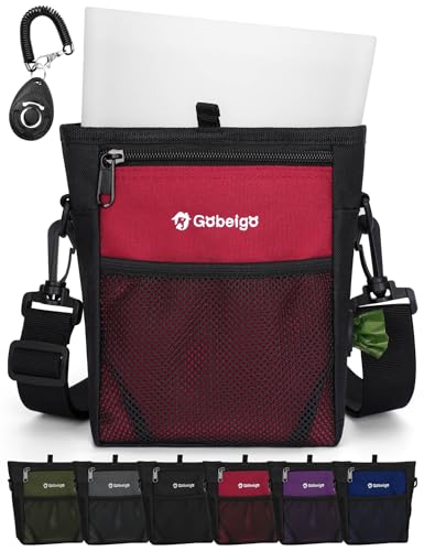Gobeigo Dog Treat Pouch, Magnetic Closure & Sealable Silicone Bag Insert, 4-Cup Capacity – Belt Clip/Waist Belt/Crossbody Wear, Clicker Included – Great for Pet Training & Walking (Red) - color: Red