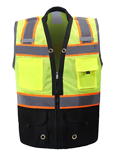 Shine Bright Safety Vest - High Visibility with Reflective Straps and Pockets – Premium, Soft, Durable, and Breathable - color: Black, size: 4X-Large