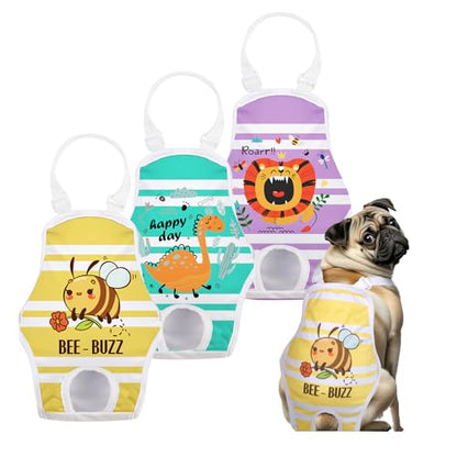 Jollywoods 3 Pack Washable Female Dog Diaper Onesie Sanitary Pantie with Adjustable Suspender, Reusable Fixed Diapers, Super Absorbent Leakproof for Small Medium Large Dog in Heat Cycle XS/S - size: XS/S(Newborn-9" Waist)
