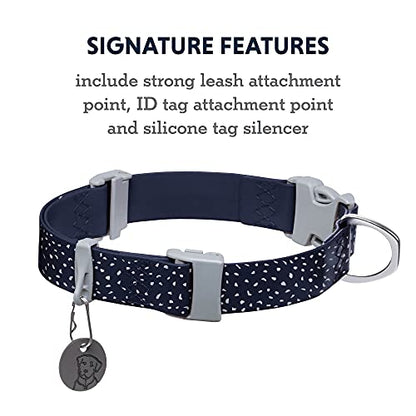 Ruffwear, Confluence Dog Collar, Waterproof Heavy Duty Quick Release Buckle, Odor-Resistant Easy Clean Adjustable TPU Webbing with & Silent ID Attachment, Midnight Blue, 14"-20" - color: Midnight Blue, size: 14"-20"