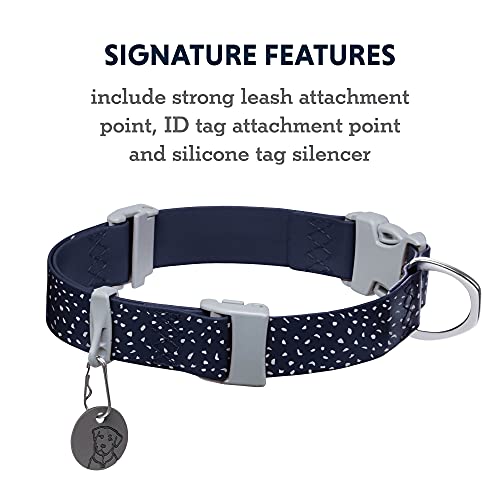 Ruffwear, Confluence Dog Collar, Waterproof Heavy Duty Quick Release Buckle, Odor-Resistant Easy Clean Adjustable TPU Webbing with & Silent ID Attachment, Midnight Blue, 20"-26" - color: Midnight Blue, size: 20"-26"