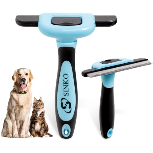 Sinko Deshedding Tool for Dogs & Cats, Pet Grooming Brush, Skin Friendly, Effectively Reduces Shedding by up to 95% for Short Medium Long Pet Hair (Blue)