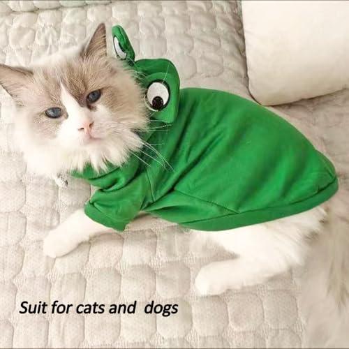 Happy Dog Hoodies for Small Dogs and Cats - Funny Puppy Sweatshirt Coat - Winter, Halloween Frog Costume - Green, Large - color: Green-1, size: Large