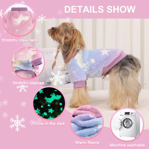 Dog Sweaters for Small Dogs Male Female Night Glow Doggy Clothes Girl Boy, Warm Pullover Dog Sweatshirt, Winter Pet Coat Jacket Cat Costume, Small Doggie Sweater Puppy Outfit, Pink, XS - color: Night Glow Pink, size: X-Small (Chest 13in )
