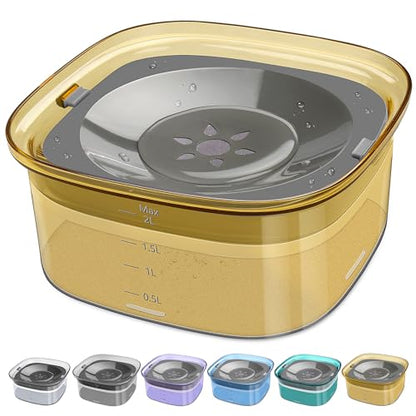 UPSKY 70oz No Spill Dog Bowl - 2L Large Capacity Spill Proof Slow Water Feeder for Messy Drinkers, Cats & Vehicles - color: F-Yellow, size: 2 L