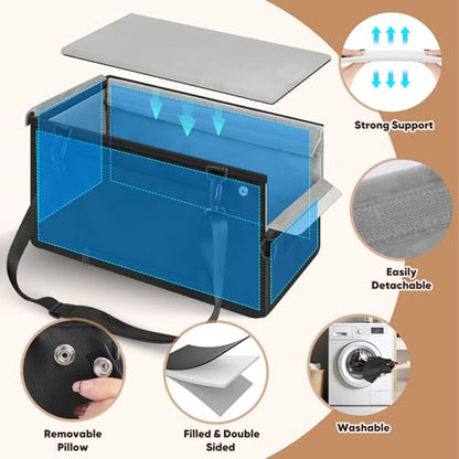 QUMY Dog Car Seats for Small Dogs Up to 11lbs, Portable Center Console Dog Booster Seat, Multi-Purpose Puppy CarSeat with Adjustable Safety Belt, Travel Pet Car Carriers for Small Dogs and Cat, Black - color: Black