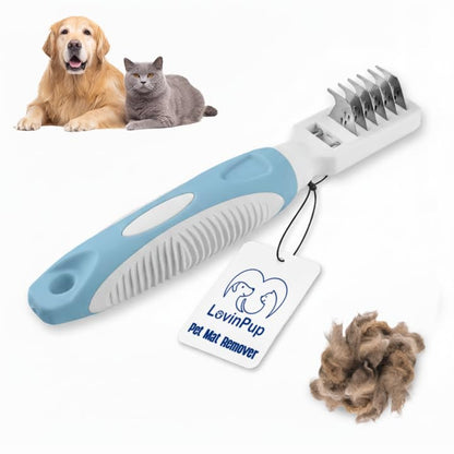 Pet Mat Remover – Professional Dematting Comb for Dogs and Cats – Stainless Steel Rounded Teeth for Gentle Knot & Tangle Removal – Dog Dematting Tools & Dog Grooming Supplies - size: Mat Remover