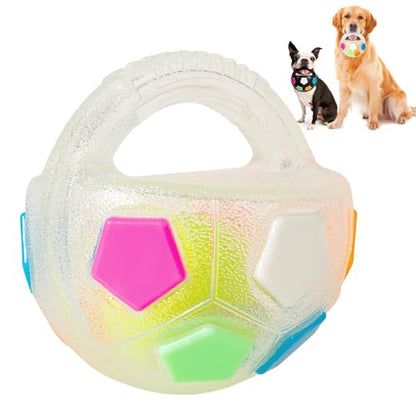 Dog Toy Ball with Handle, Toss and Fetch Play, Interactive Ball for Dogs Playing, Squeaky Floating (Transparent) - color: Transparent with tennis ball inside (1-pack)