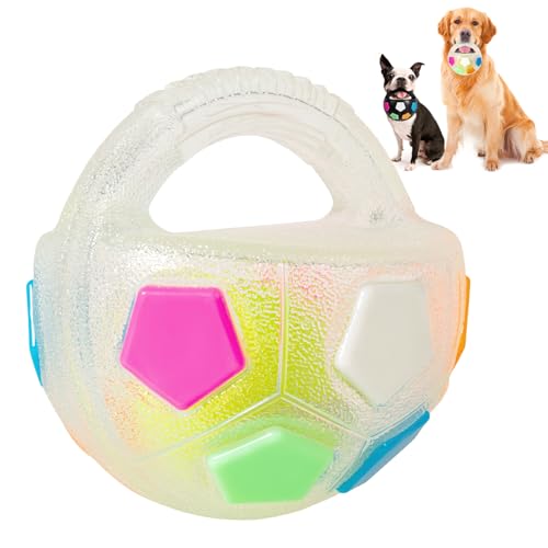 Dog Toy Ball with Handle, Toss and Fetch Play, Interactive Ball for Dogs Playing, Squeaky Floating (Transparent) - color: Transparent with tennis ball inside (1-pack)