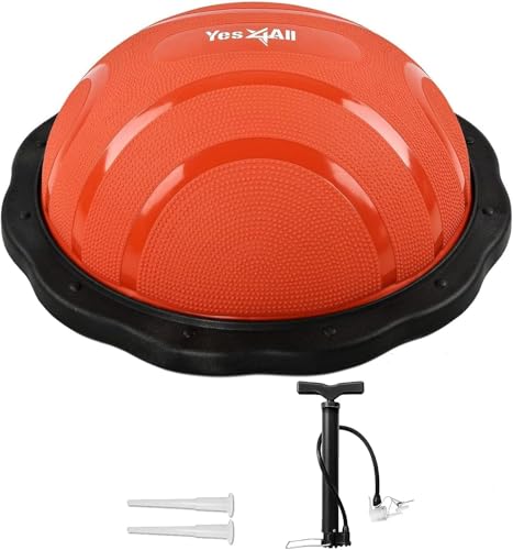 Yes4All Combo Half Ball Balance Trainer Balance, Massager Roller for Yoga, Pilates, Stretches - color: B. Red/Black