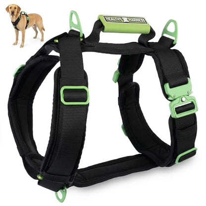Ultimate Urban Dog Harness - Heavy Duty Design, No Choke, No Pull. Adjustable, Comfy Padding, Easy On/Off, Metal Hardware, Emergency Handle and 3 Connect Points (Black, XL) - color: Black, size: XL