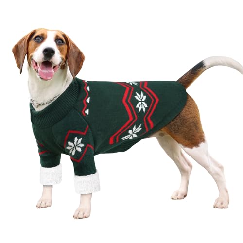 WINGOIN Dog Sweater for Extra Large Dogs, Xlage Size Dog Christmas Sweaters, Male Female Knit Dogs Turtleneck Pullover with Leash Hole, Pet Warm Winter Clothes for Girl Boy Corgi, Beagle (XL) - size: XL: 30-50 lbs (Chest:24.4",Neck:15.5",Back:18.1")