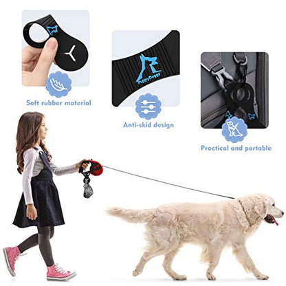 Dog Poop Bag Holder for Leash Waste Bag Carrier Dog Poop Bag Dispenser for Walking Running Bicycle Accessory 2 Pieces (Black + Mixed Blue) - color: Black + Mixed Blue