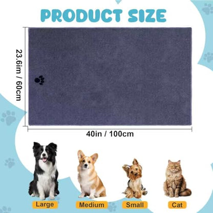 WOUSEDO Microfiber Dog Towels for Drying Dogs,40'' X 23.6'', Super Absorbent and Soft Pet Grooming Towel, Perfect Shower & Bath Supplies for Dogs(6-Pack Grey) - size: 6-Pack