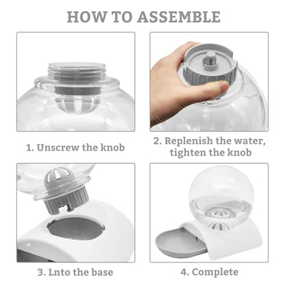 Hamiledyi Automatic Water Dispenser for Dogs and Cats Pet Water Dispenser 2.8 Liter Pet Gravity Water Station Spill-Proof Spherical Waterer Pets Water Bottle for Puppies Kittens Rabbits (Grey) - color: Grey