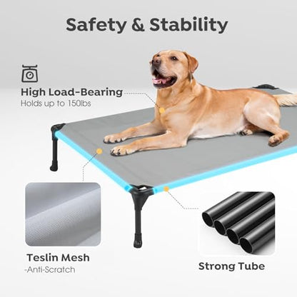 Veehoo Raised Dog Bed - Cooling Elevated Pet Cot with Mesh, No-Slip, Durable for Large Dogs, 42" x 30", Grey, CWC1803-L - color: 2Packs- Grey, size: 42.0"L x 30.0"W x 7.0"Th