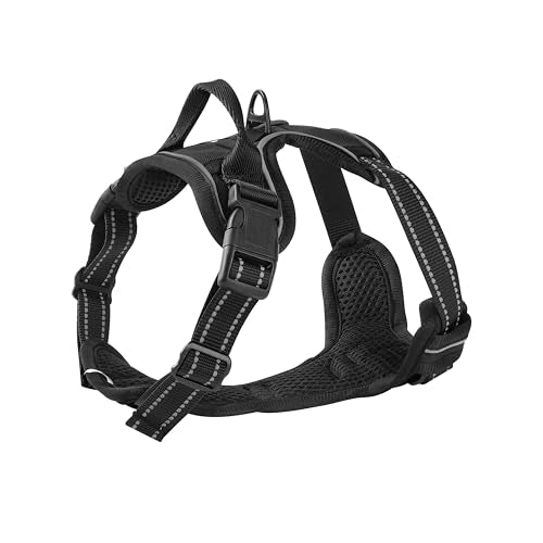 Black Adjustable Reflective No-Pull Dog Harness with 2 Leash Clips，Soft Padded Vest for Small Dog, Easy to Put on and Take Off,Black Small - color: Black, size: Small