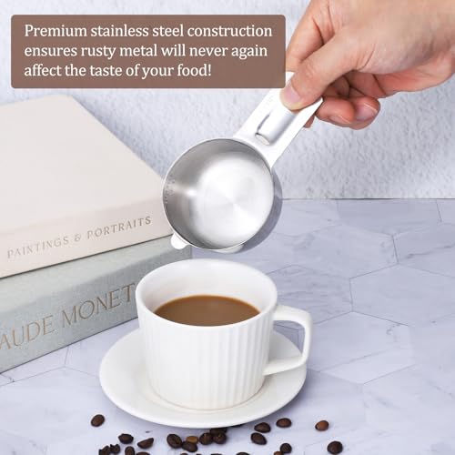 1/2 Cup Single Measuring Cup, Stainless Steel Measure Cups, Engraved Marking Single Measuring Scoop, Metal Measure Cups for Kitchen (120 ml | 4 oz | 120 cc)