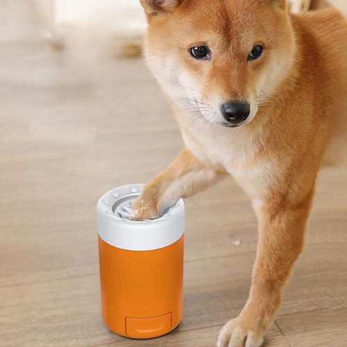 Dog Paw Cleaner Cup – 9cm ABS PBT, Washer Station, Foot | Perfectly Great for Grooming Routine, Puppy Training Cleanup, Quick Rinse Use - color: Orange