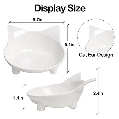 Pet Cat Bowl Dog Food Bowl – Non-Slip, Wide & Shallow Pet Dish for Whisker Fatigue Relief, Safe for Puppies & Rabbits - color: Black+White