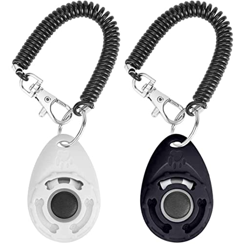 Dog Training Clicker Pet Training Sound Behavioral Tool with Wrist Strap for Dog Cat Horse White - color: white