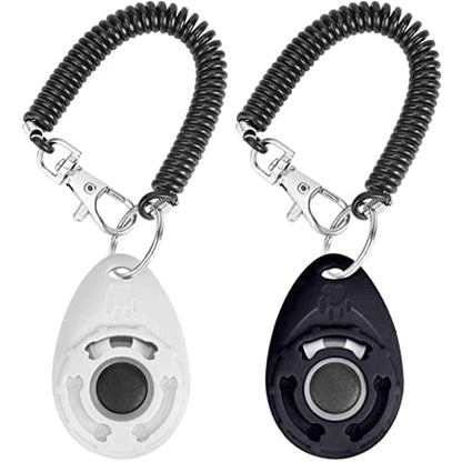 Dog Training Clicker Pet Training Sound Behavioral Tool with Wrist Strap for Dog Cat Horse White - color: white