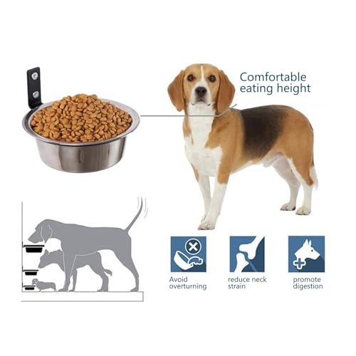 Dog Bowl, Pet Feeder, Cat Dish, Wall Mounted Bowl Set, Stainless Steel Spill Proof Design, with Foldable Elevated Stand, for Puppy Bunny Indoor Feeding Station Use