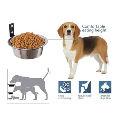 Dog Bowl, Pet Feeder, Cat Dish, Wall Mounted Bowl Set, Stainless Steel Spill Proof Design, with Foldable Elevated Stand, for Puppy Bunny Indoor Feeding Station Use