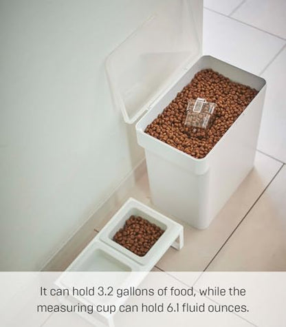 Yamazaki Home Airtight Pet Food Storage Container - Cat and Dog Food Holder Bin with Transparent Lid and Handle PolypropyleneLargeWhite - color: White, size: Large