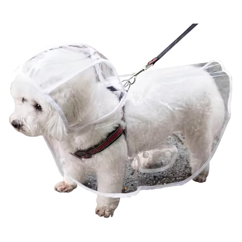 Clear Dog Raincoat for Small Medium Dogs – Heavy Waterproof Dog Rain Jacket with Hidden Leash Hole & Adjustable Snaps, Hooded Pet Rain Cape for Bichon Poodle (Transparent) - size: M