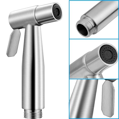 Handheld Bidet Sprayer for Toilet,Bathroom Spray with G1/2,Brushed Nickel | Suitable for Toilet,personal hygiene cleaning, bathroom cleaning, pet bathing, mop cleaning, etc. - color: Silver