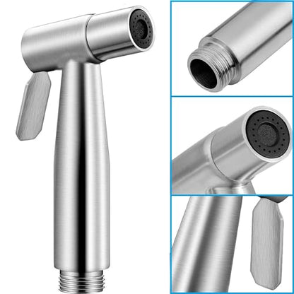 Handheld Bidet Sprayer for Toilet,Bathroom Spray with G1/2,Brushed Nickel | Suitable for Toilet,personal hygiene cleaning, bathroom cleaning, pet bathing, mop cleaning, etc. - color: Silver